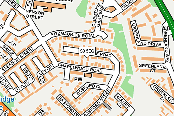 S9 5EG map - OS OpenMap – Local (Ordnance Survey)