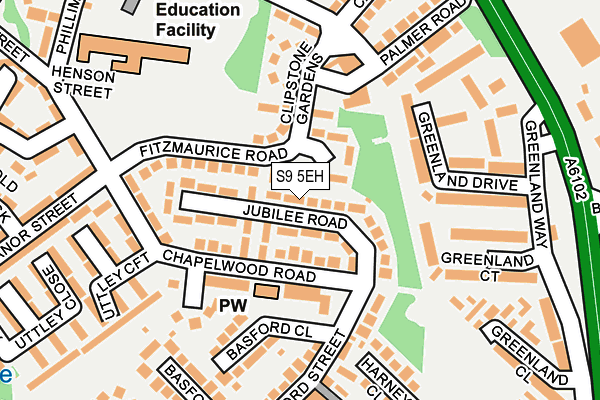 S9 5EH map - OS OpenMap – Local (Ordnance Survey)