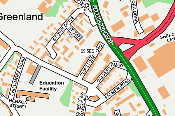S9 5ES map - OS OpenMap – Local (Ordnance Survey)