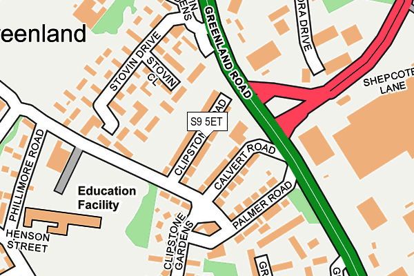 S9 5ET map - OS OpenMap – Local (Ordnance Survey)