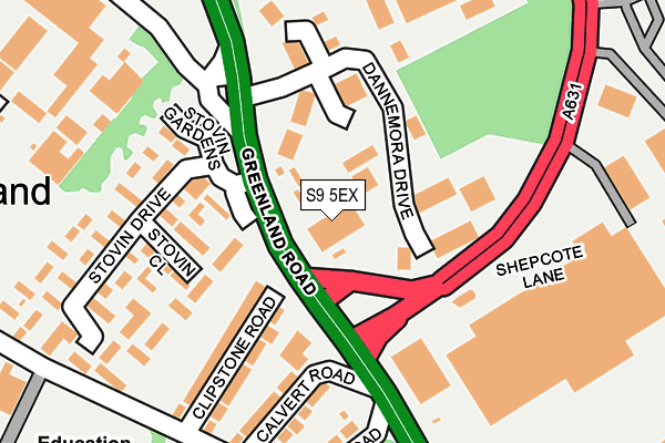 S9 5EX map - OS OpenMap – Local (Ordnance Survey)