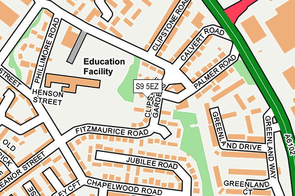 S9 5EZ map - OS OpenMap – Local (Ordnance Survey)