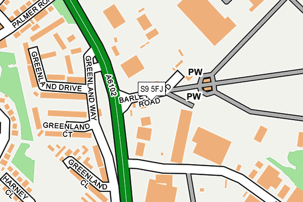 S9 5FJ map - OS OpenMap – Local (Ordnance Survey)