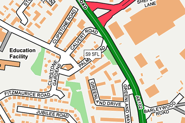 S9 5FL map - OS OpenMap – Local (Ordnance Survey)