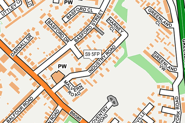 S9 5FP map - OS OpenMap – Local (Ordnance Survey)