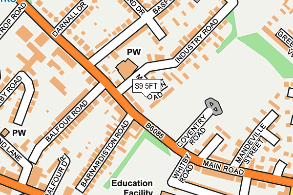 S9 5FT map - OS OpenMap – Local (Ordnance Survey)