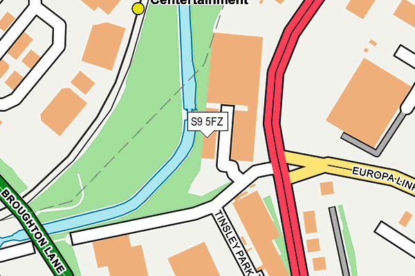 S9 5FZ map - OS OpenMap – Local (Ordnance Survey)