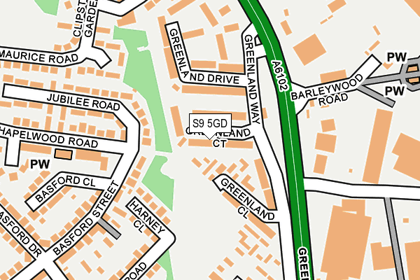 S9 5GD map - OS OpenMap – Local (Ordnance Survey)