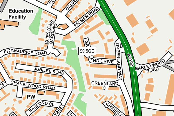 S9 5GE map - OS OpenMap – Local (Ordnance Survey)