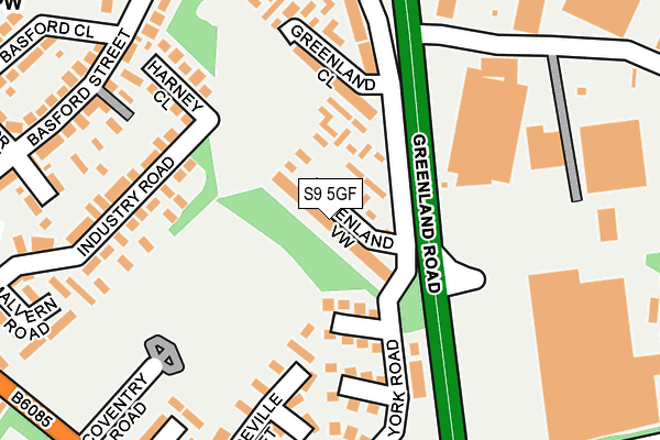 S9 5GF map - OS OpenMap – Local (Ordnance Survey)