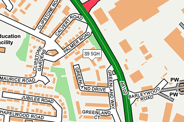 S9 5GH map - OS OpenMap – Local (Ordnance Survey)