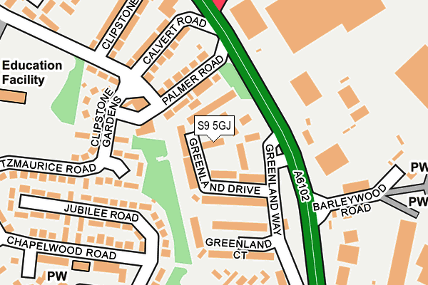 S9 5GJ map - OS OpenMap – Local (Ordnance Survey)