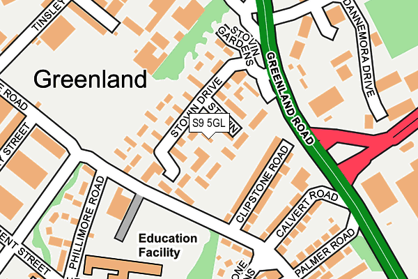 S9 5GL map - OS OpenMap – Local (Ordnance Survey)