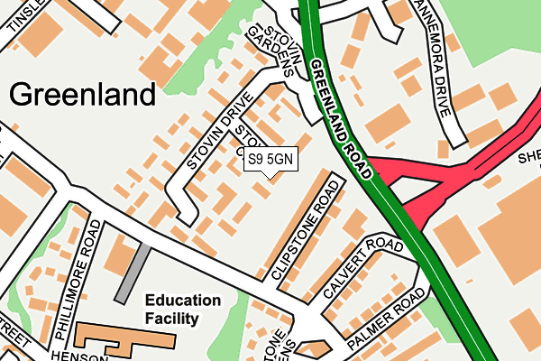 S9 5GN map - OS OpenMap – Local (Ordnance Survey)