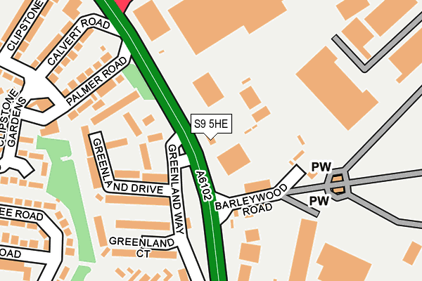 S9 5HE map - OS OpenMap – Local (Ordnance Survey)