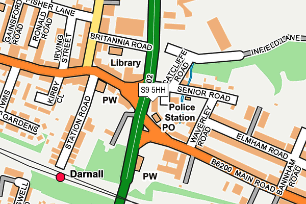 S9 5HH map - OS OpenMap – Local (Ordnance Survey)