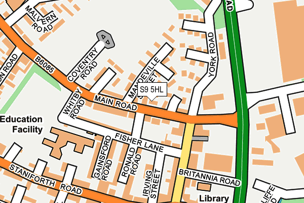 S9 5HL map - OS OpenMap – Local (Ordnance Survey)