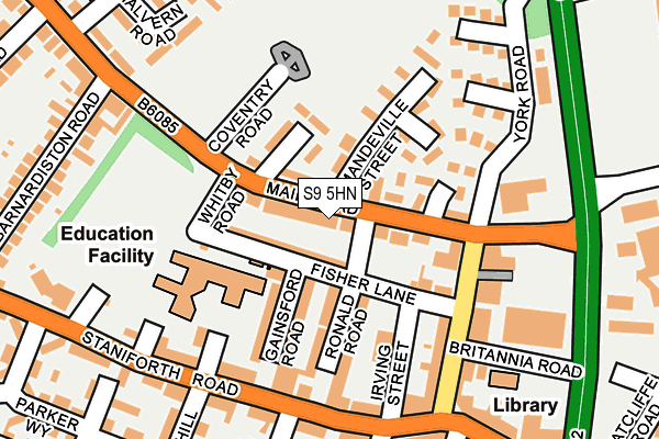 S9 5HN map - OS OpenMap – Local (Ordnance Survey)