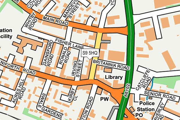 S9 5HQ map - OS OpenMap – Local (Ordnance Survey)