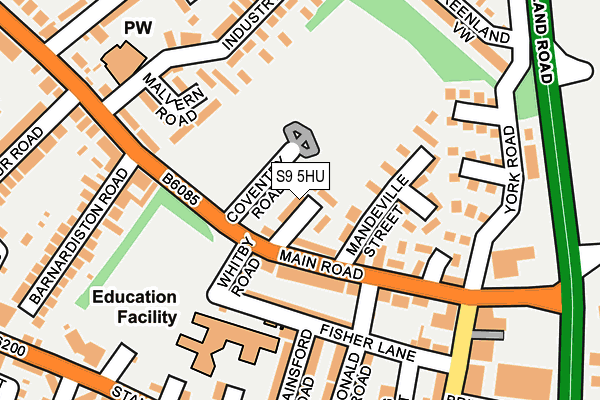 S9 5HU map - OS OpenMap – Local (Ordnance Survey)