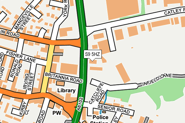 S9 5HZ map - OS OpenMap – Local (Ordnance Survey)