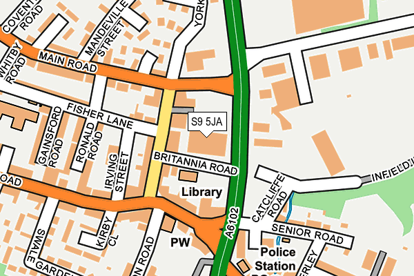 S9 5JA map - OS OpenMap – Local (Ordnance Survey)