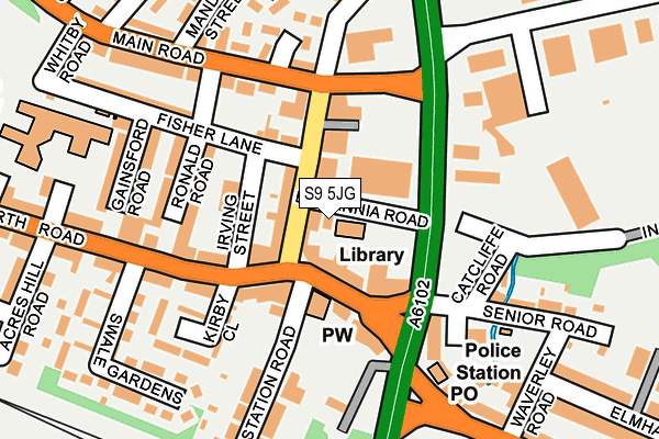 S9 5JG map - OS OpenMap – Local (Ordnance Survey)