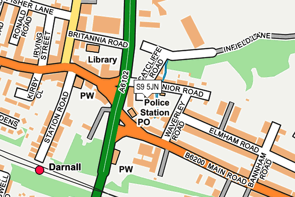 S9 5JN map - OS OpenMap – Local (Ordnance Survey)