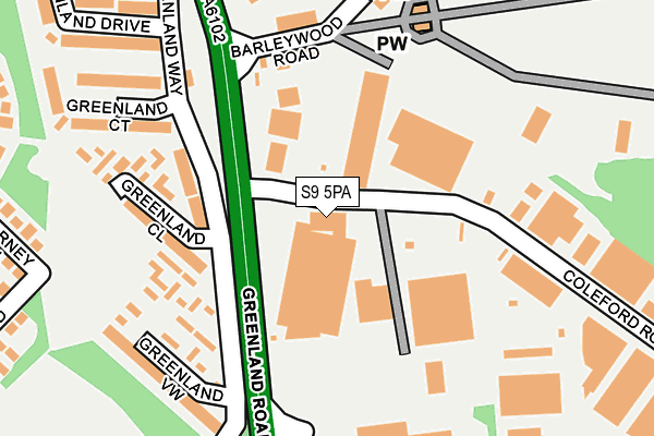 S9 5PA map - OS OpenMap – Local (Ordnance Survey)