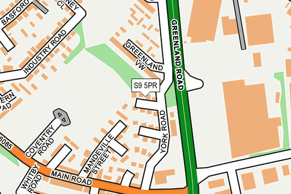 S9 5PR map - OS OpenMap – Local (Ordnance Survey)