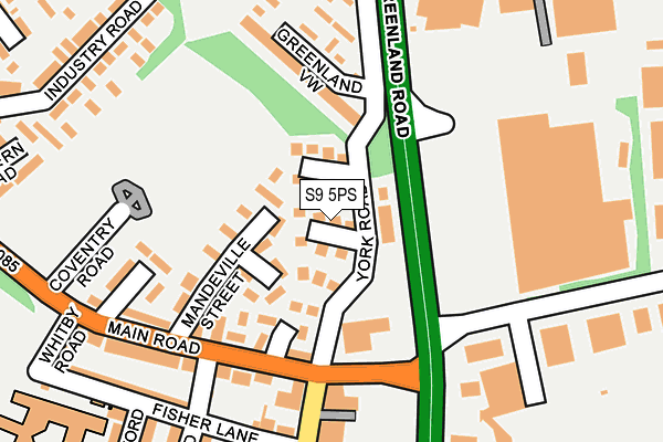 S9 5PS map - OS OpenMap – Local (Ordnance Survey)