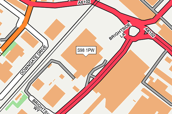 S98 1PW map - OS OpenMap – Local (Ordnance Survey)