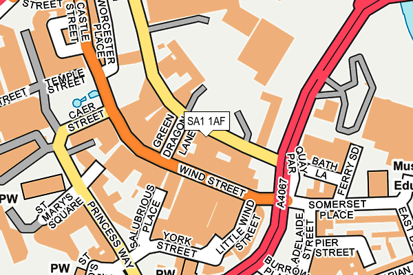 SA1 1AF map - OS OpenMap – Local (Ordnance Survey)