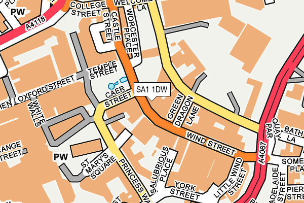 SA1 1DW map - OS OpenMap – Local (Ordnance Survey)
