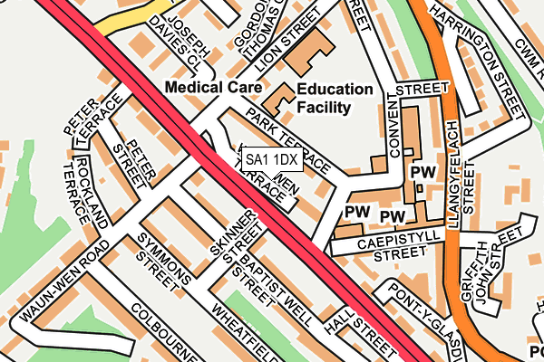 SA1 1DX map - OS OpenMap – Local (Ordnance Survey)