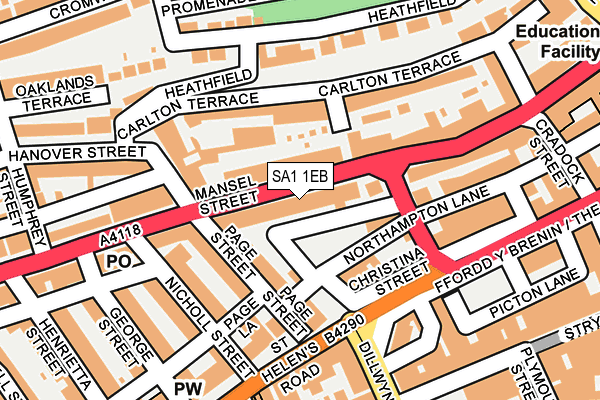 SA1 1EB map - OS OpenMap – Local (Ordnance Survey)