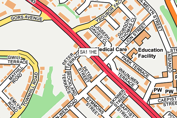 SA1 1HE map - OS OpenMap – Local (Ordnance Survey)