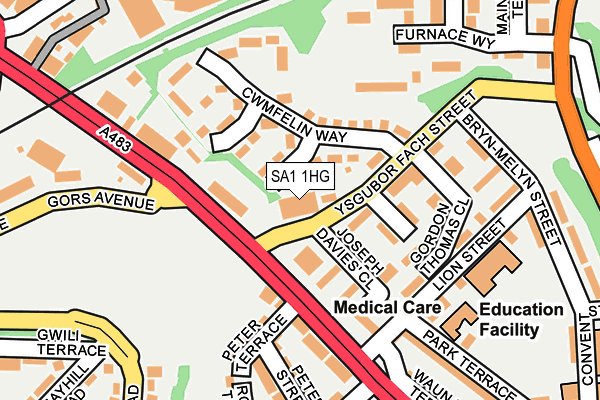 SA1 1HG map - OS OpenMap – Local (Ordnance Survey)