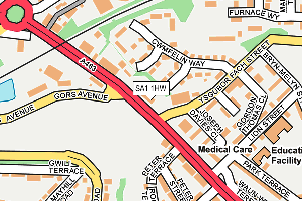 SA1 1HW map - OS OpenMap – Local (Ordnance Survey)