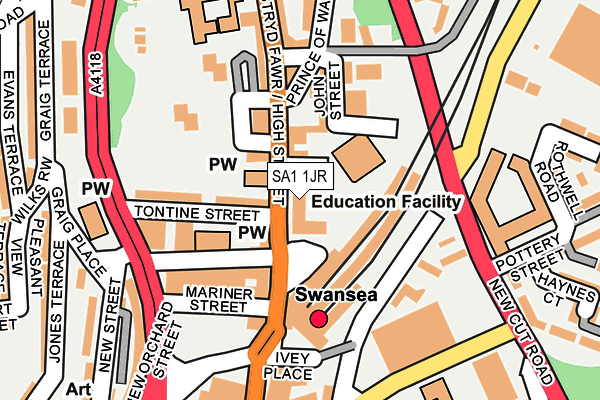 SA1 1JR map - OS OpenMap – Local (Ordnance Survey)