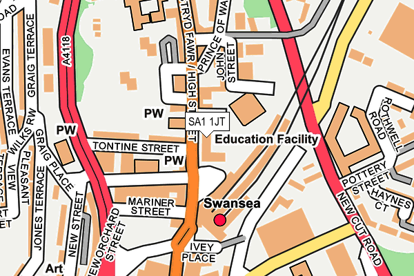 SA1 1JT map - OS OpenMap – Local (Ordnance Survey)
