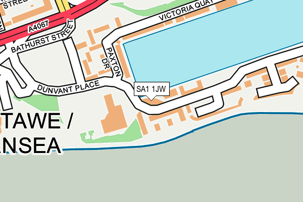 SA1 1JW map - OS OpenMap – Local (Ordnance Survey)