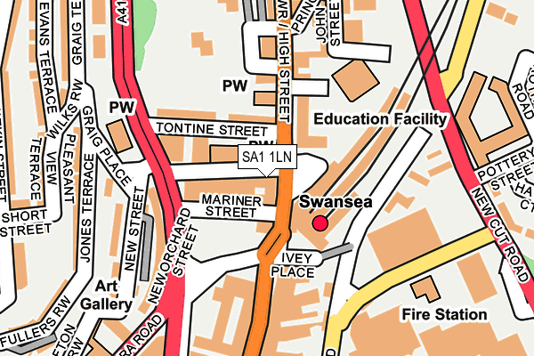 SA1 1LN map - OS OpenMap – Local (Ordnance Survey)
