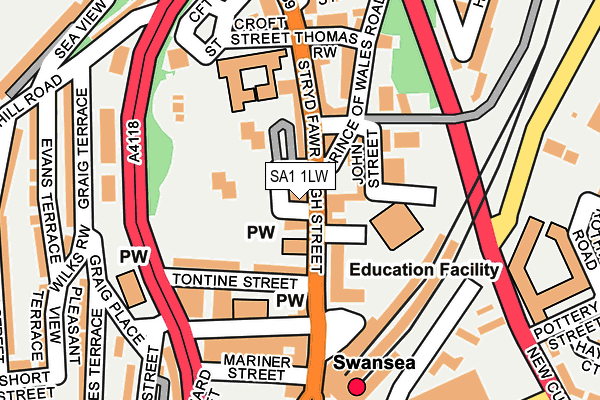 SA1 1LW map - OS OpenMap – Local (Ordnance Survey)