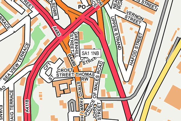 SA1 1NB map - OS OpenMap – Local (Ordnance Survey)