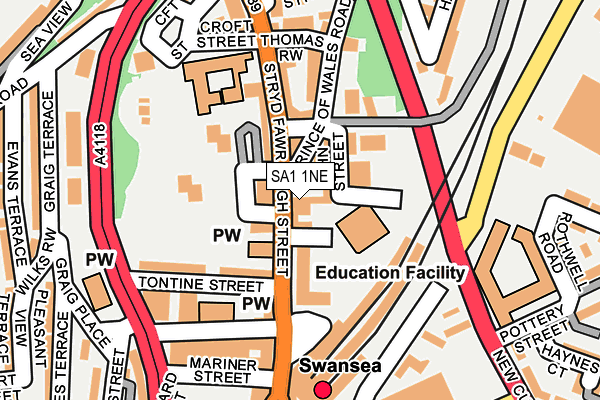 SA1 1NE map - OS OpenMap – Local (Ordnance Survey)