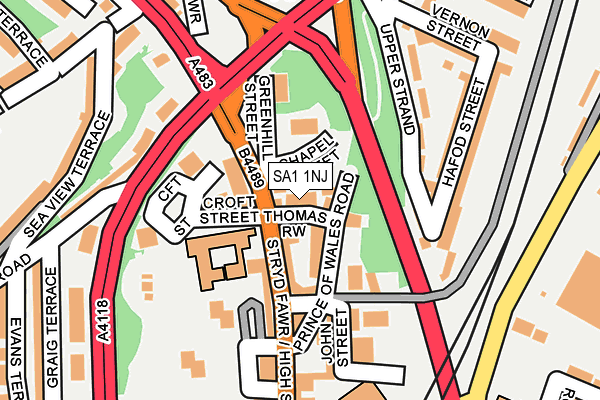 SA1 1NJ map - OS OpenMap – Local (Ordnance Survey)