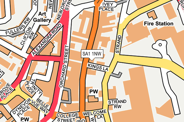 SA1 1NW map - OS OpenMap – Local (Ordnance Survey)