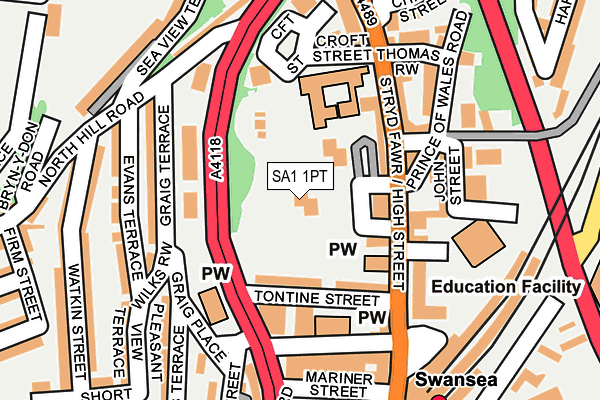 SA1 1PT map - OS OpenMap – Local (Ordnance Survey)