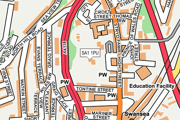 SA1 1PU map - OS OpenMap – Local (Ordnance Survey)